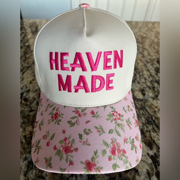Accessories - Heaven Made Floral Pink & White Trucker Hat